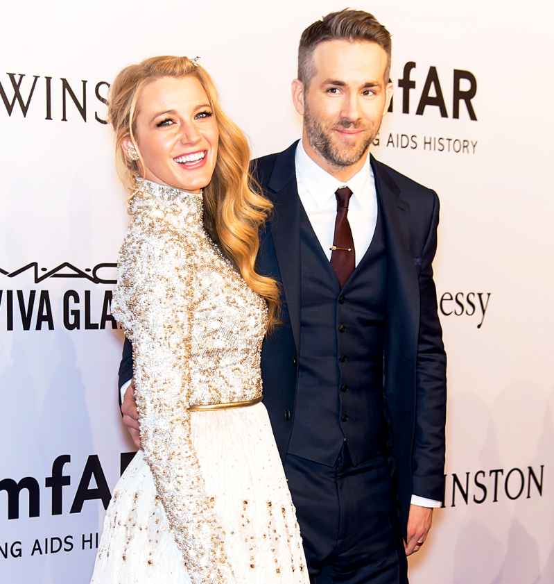 Blake Lively and Ryan Reynolds attend the 2016 amfAR New York Gala at Cipriani Wall Street in New York City.