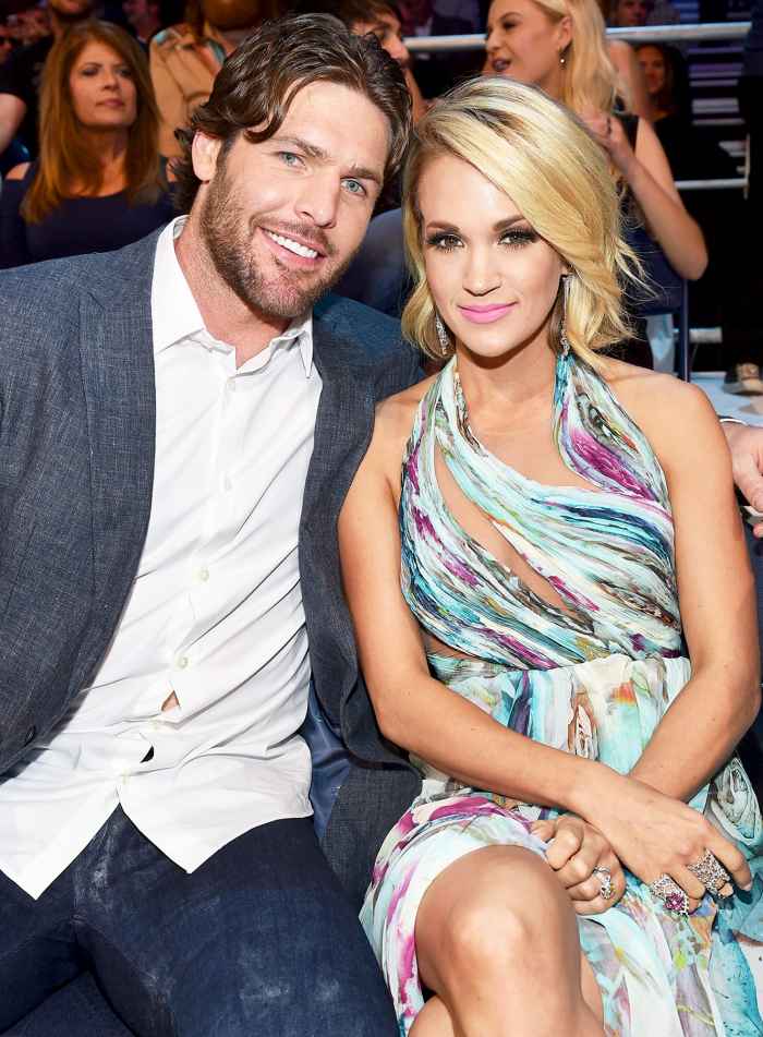 Mike Fisher and Carrie Underwood in audience during the 2016 CMT Music awards at the Bridgestone Arena on June 8, 2016 in Nashville, Tennessee.