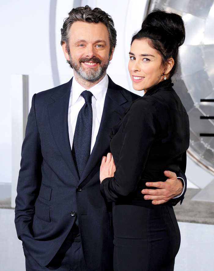 Michael Sheen and Sarah Silverman arrive at the 2016 premiere of "Passengers" at Regency Village Theatre in Westwood, California.