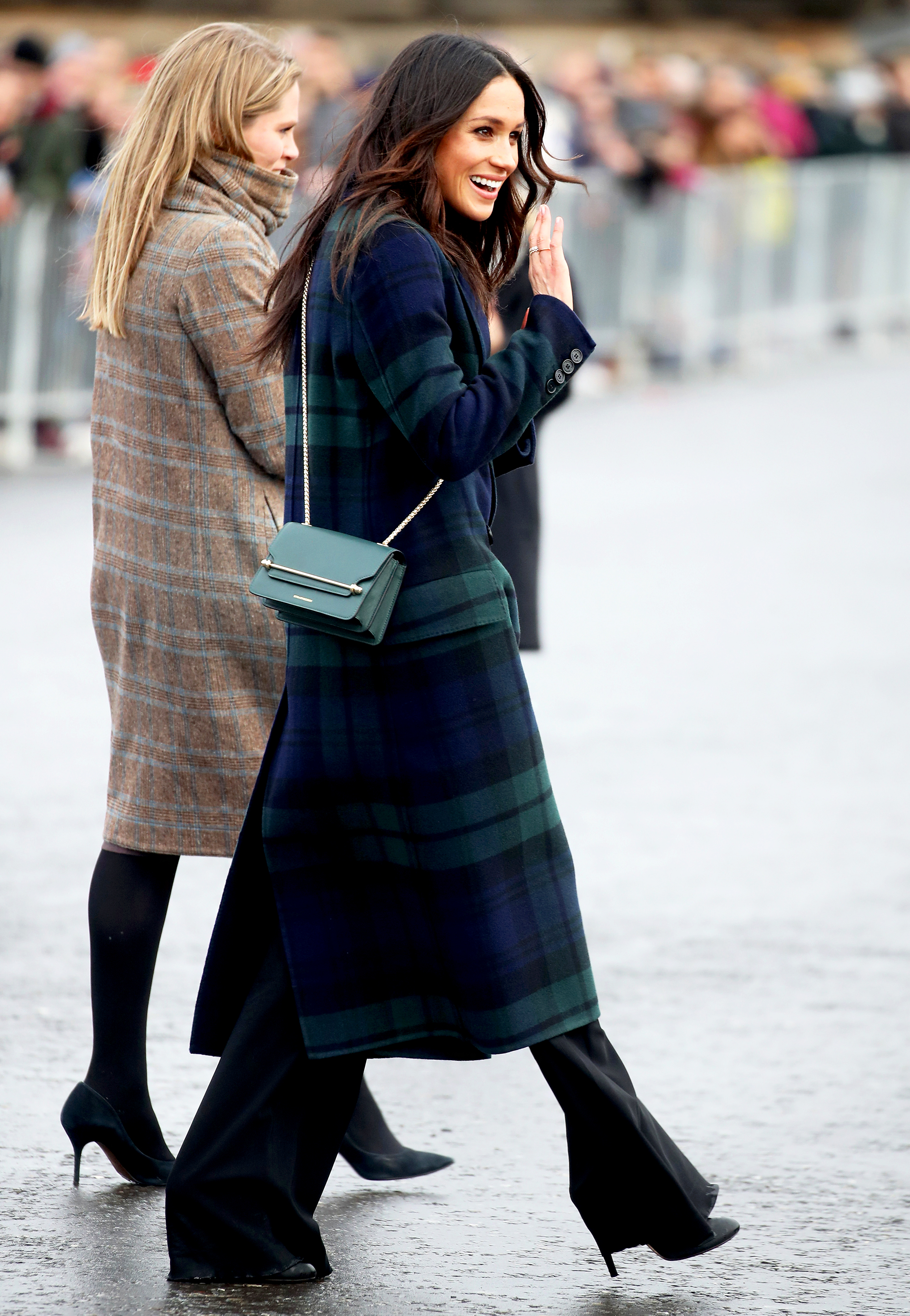 Meghan Markle in Burberry Coat, Strathberry Bag in Scotland: Shop