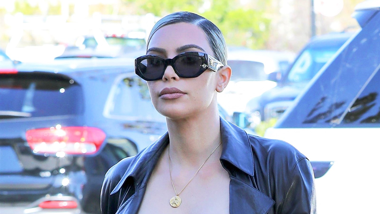 Kim Kardashian steps out for lunch while filming 'Keeping Up With The Kardashians' on February 8, 2018 in Los Angeles, California.