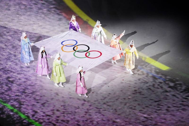 Opening Ceremony PyeongChang 2018 Winter Olympic Games Olympic flag