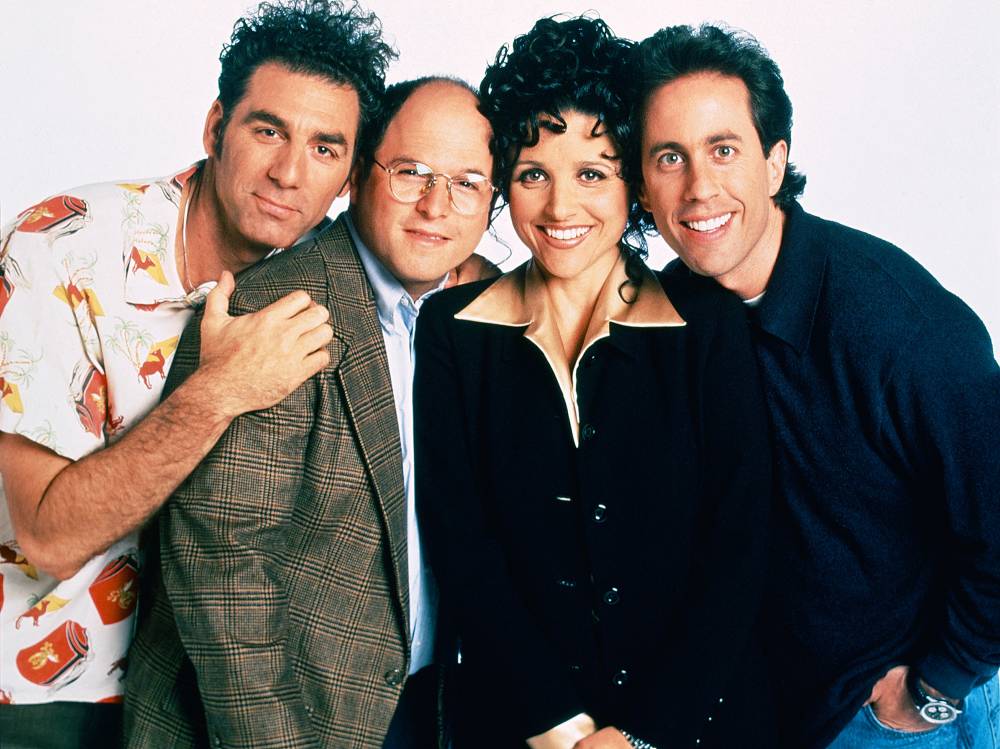 Michael Richards as Cosmo Kramer, Jason Alexander as George Costanza, Julia Louis-Dreyfus as Elaine Benes, Jerry Seinfeld as Jerry Seinfeld