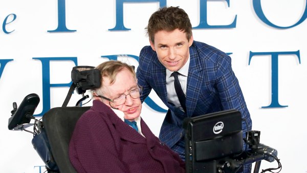 Stephen Hawking and Eddie Redmayne attend the UK 2014 Premiere of "The Theory Of Everything" at Odeon Leicester Square in London, England.