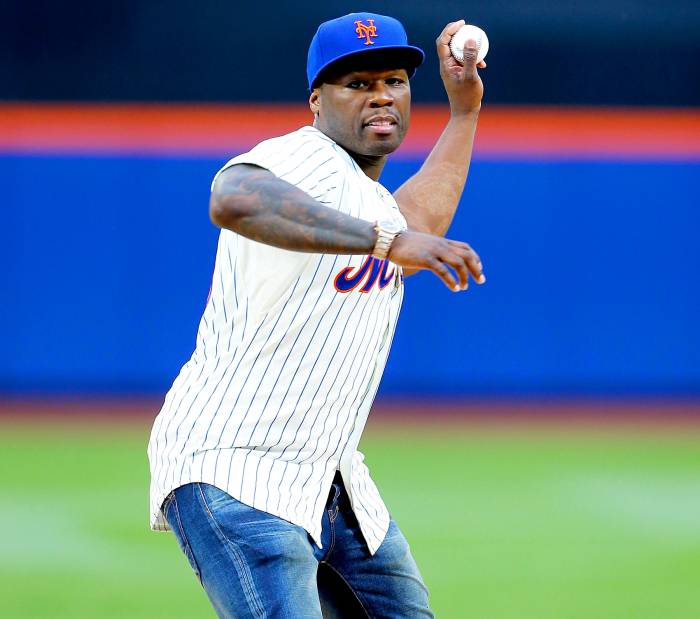 50 Cent during the game between the New York Mets and the Pittsburgh Pirates at Citi Field on May 27, 2014 in New York City.