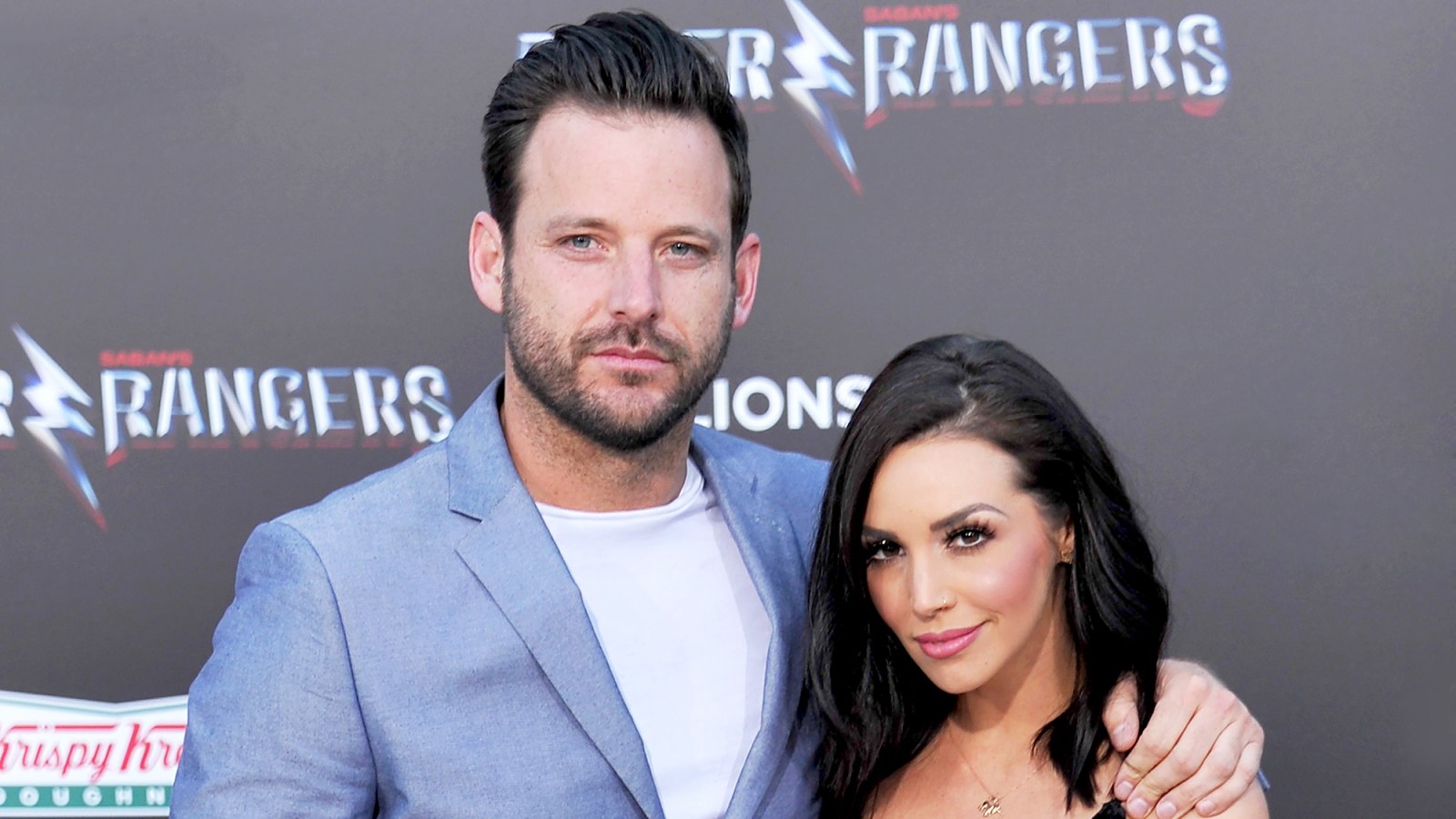 Scheana Shay and Robert Valletta arrives at the 2017 premiere of Lionsgate's "Power Rangers" at The Village Theatre in Westwood, California.