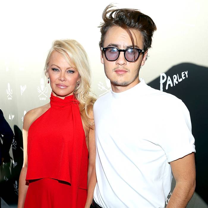 Pamela Anderson and son Brandon arrive to Sea Shepherd's 40th Anniversary Gala for the Oceans at Montage Beverly Hills in Beverly Hills, California.