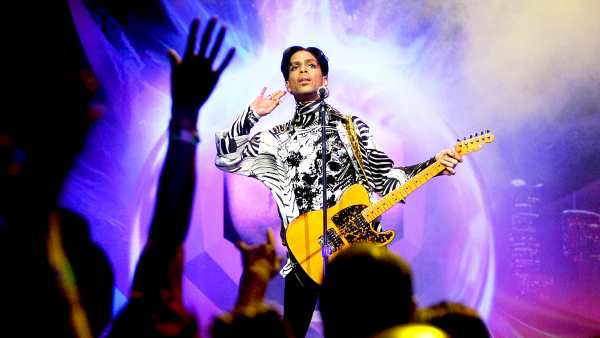 Prince performs on stage during 'One Night... Three Venues' at Nokia Theatre L.A. Live in Los Angeles in 2009.