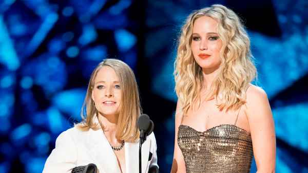 Jodie Foster and Jennifer Lawrence during the 90th Annual Academy Awards show on March 4, 2018 in Hollywood, California.