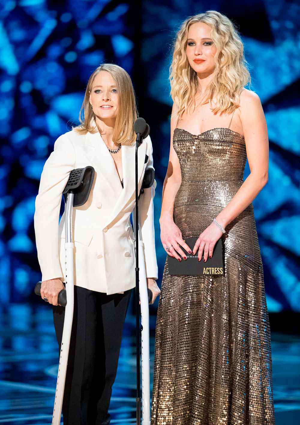 Jodie Foster and Jennifer Lawrence during the 90th Annual Academy Awards show on March 4, 2018 in Hollywood, California.
