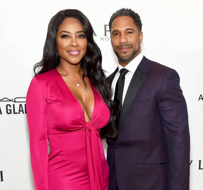 Kenya Moore and Marc Daly attend the 26th annual Elton John AIDS Foundation's Academy Awards Viewing Party at The City of West Hollywood Park in Hollywood, California.