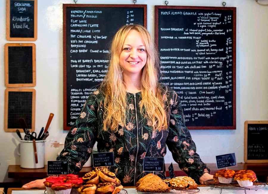 Baker Claire Ptak poses for a photgraph inside her bakery, Violet, in east London on March 20, 2018.
