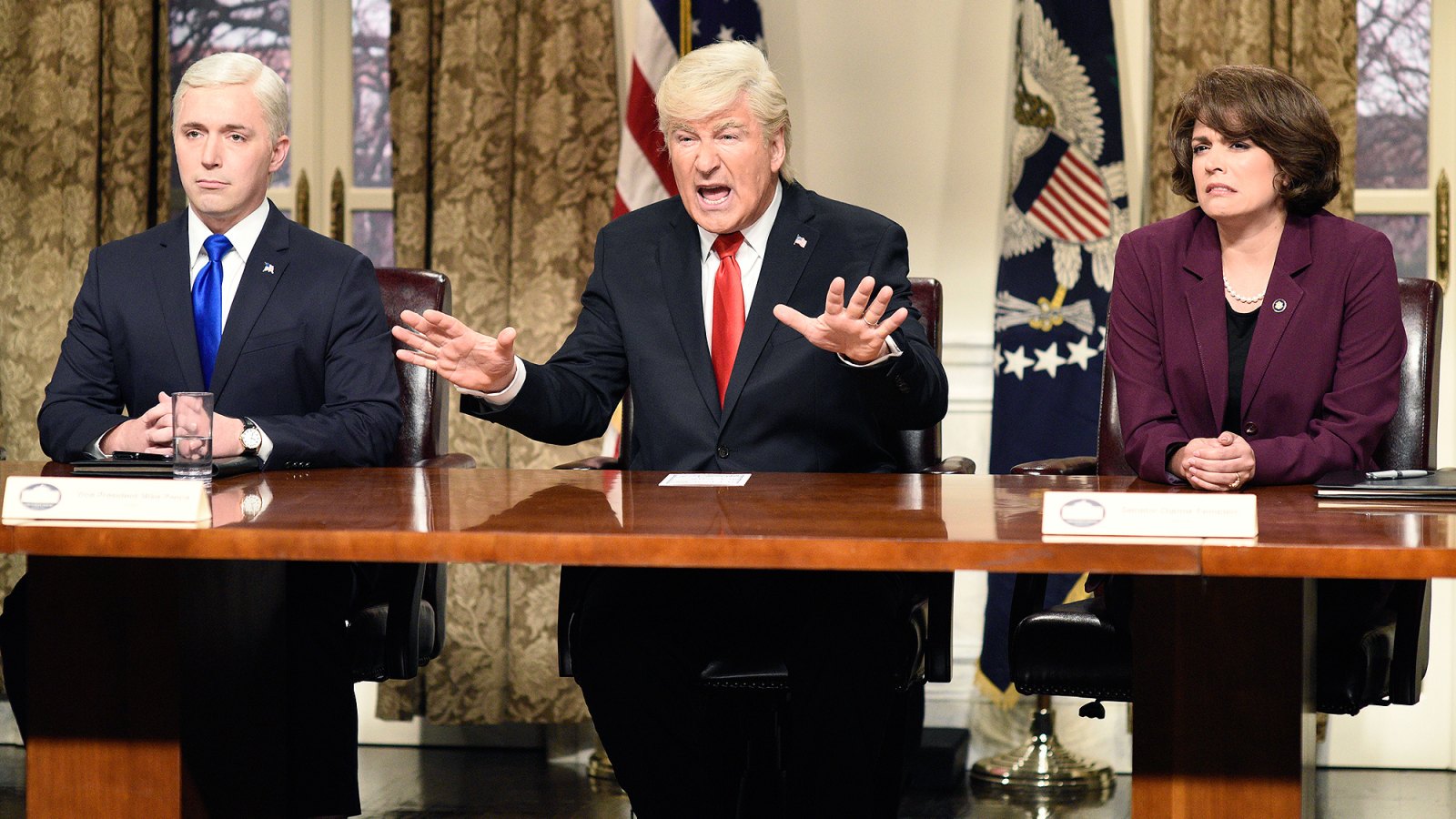Alec Baldwin, Donald Trump, Beck Bennett, Mike Pence, Cecily Strong, Dianne Feinstein, Presidential Address Cold Open, Saturday Night Live