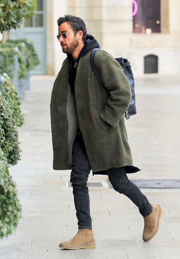 Justin Theroux spotted in Paris, France on March 4, 2018.