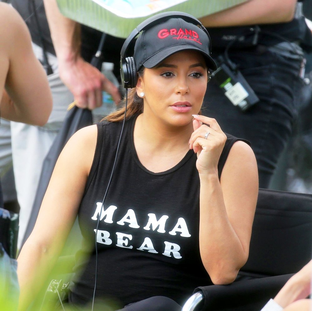 Eva Longoria Shows Off Growing Baby Bump While Directing on March 19, 2018.
