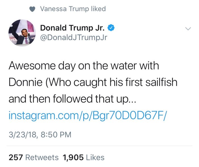 Donald Trump Jr., Tweet, Vanessa Trump