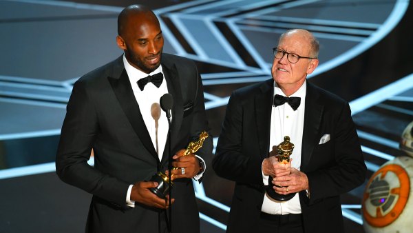 Kobe Bryant and Glen Keane accept Best Animated Short Film for 'Dear Basketball.' oscar 2018