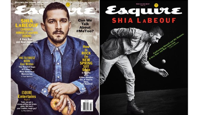 Shia LaBeouf on the April 2018 cover of Esquire