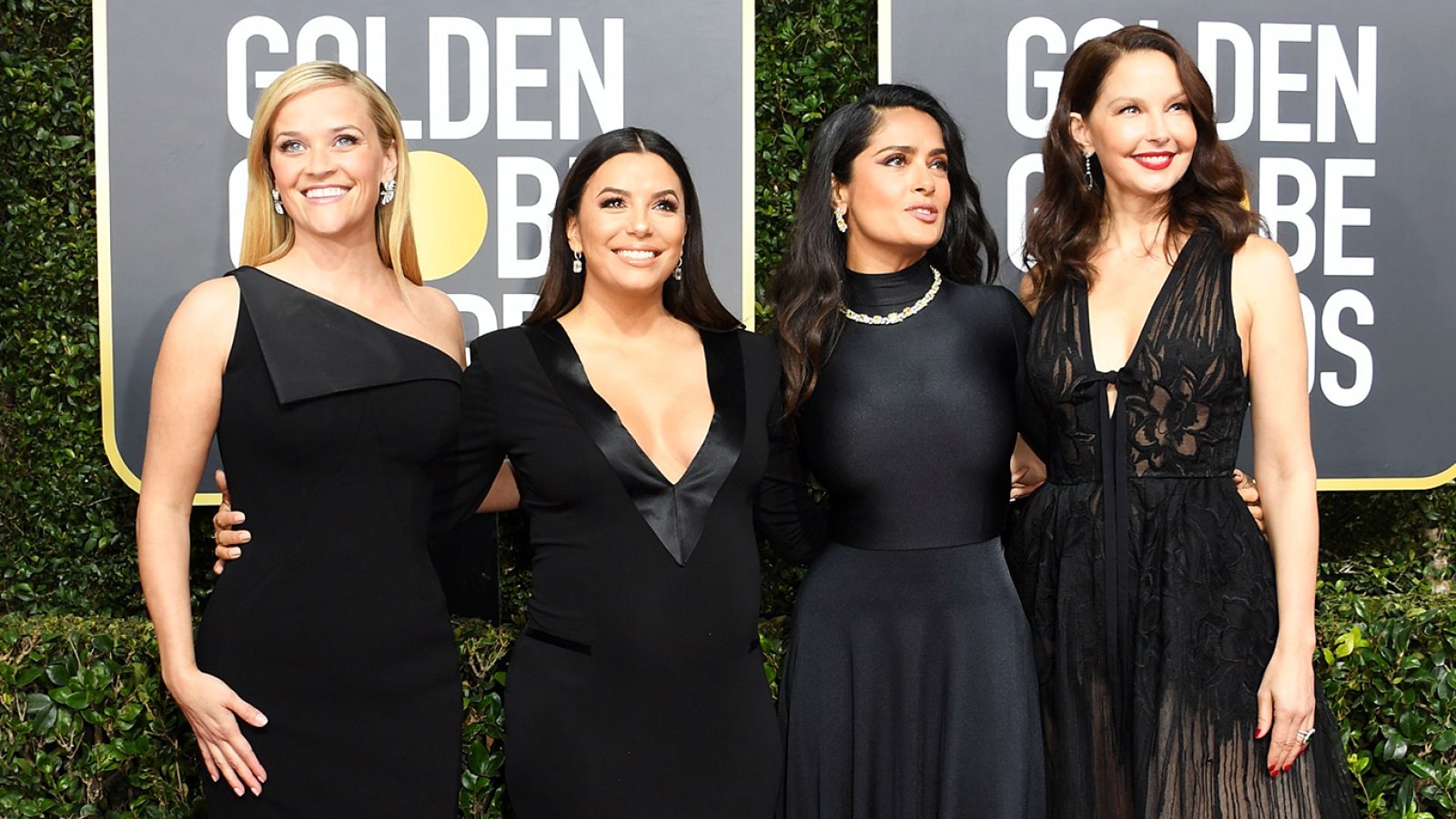 Reese Witherspoon Eva Longoria Salma Hayek Ashley Judd Golden Globes 2018 Times Up