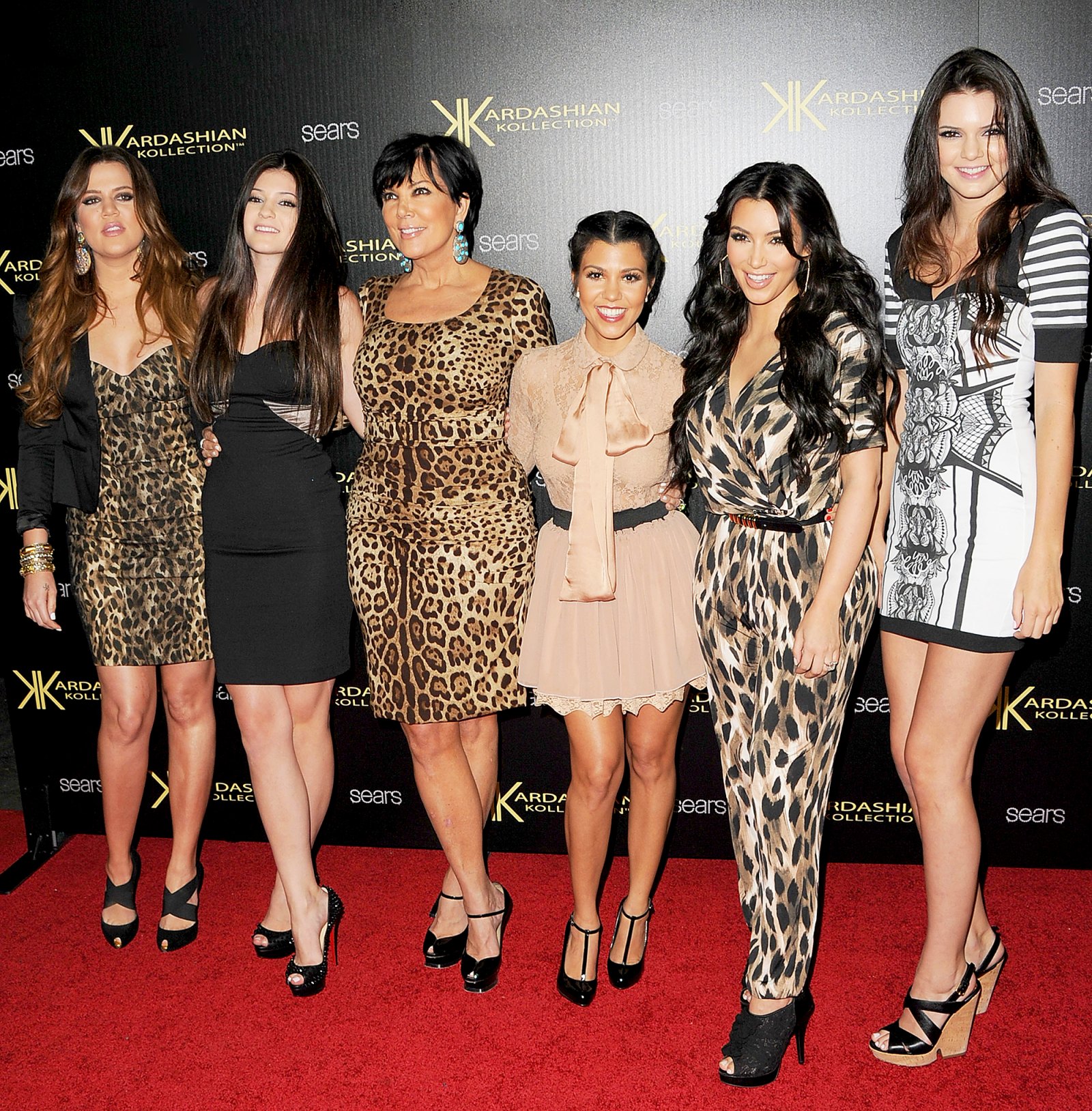 Khloe Kardasian, Kylie Jenner, Kris Kardashian, Kourtney Kardashian, Kim Kardashian and Kendall Jenner attend the Kardashian Kollection Launch Party at The Colony on August 17, 2011 in Hollywood, California.