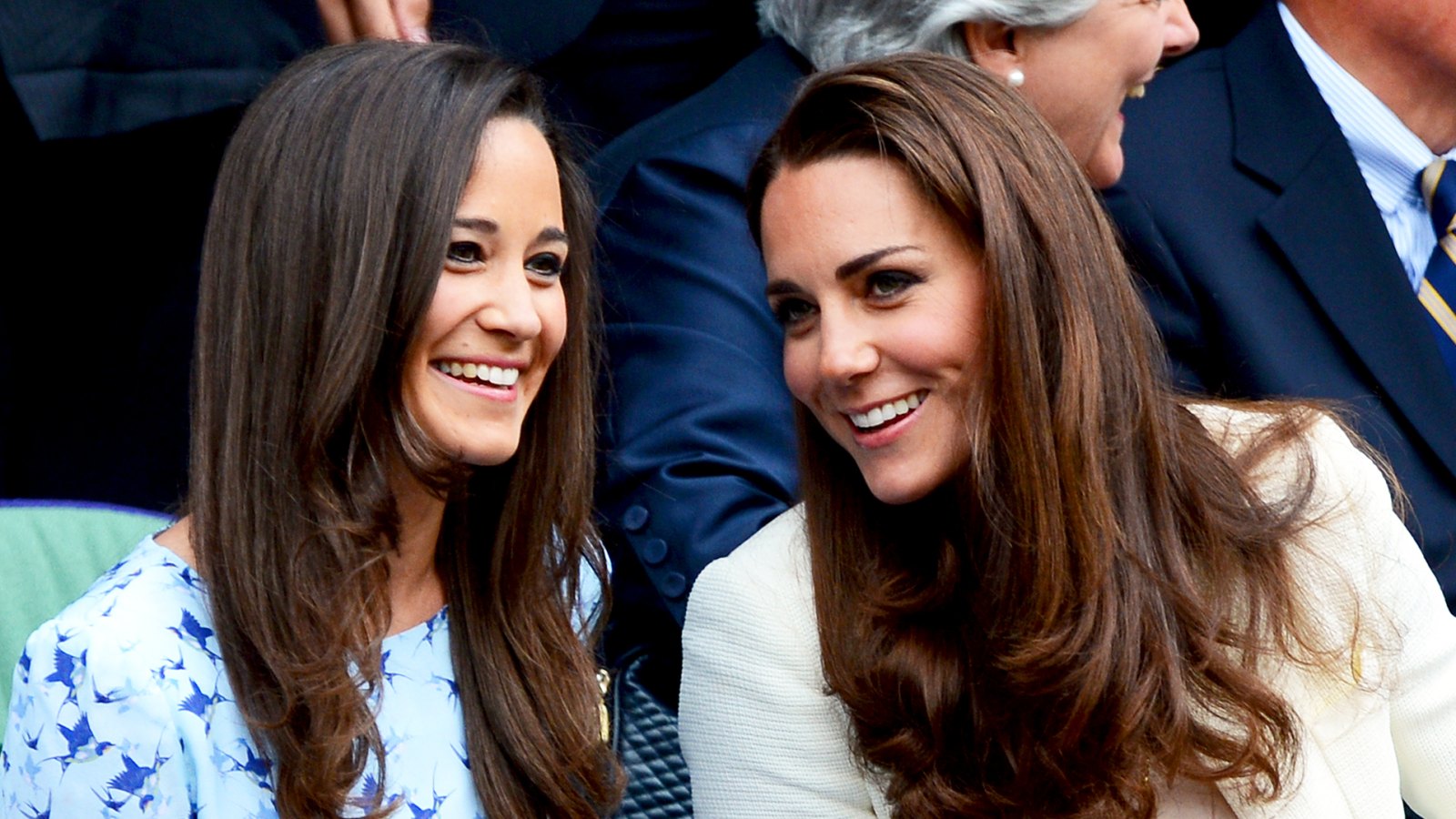 Pippa Middleton and Kate Middleton in the Royal Box on Centre Court during the 2012 Wimbledon Championships tennis tournament at the All England Tennis Club in Wimbledon, London.