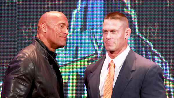 The Rock and John Cena attend the WrestleMania 29 Press Conference at Radio City Music Hall on April 4, 2013 in New York City.