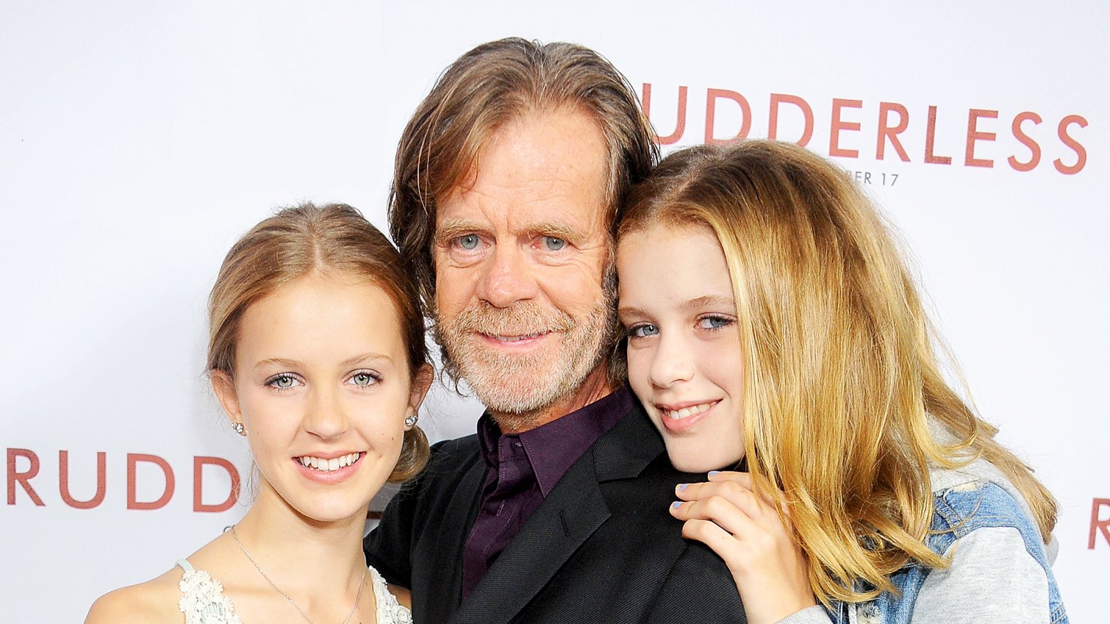 William H. Macy and daughters Georgia and Sophia arrive at the 2014 Los Angeles VIP Screening of "Rudderless" at the Vista Theatre in Los Angeles, California.
