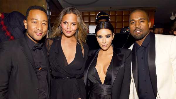John Legend, Chrissy Teigen, Kim Kardashian and Kanye West attend John Legend's Birthday And The 10th Anniversary Of His Debut Album "Get Lifted" at CATCH NYC on January 8, 2015 in New York City.