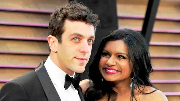 B.J. Novak and Mindy Kaling attend the 2014 Vanity Fair Oscar Party hosted by Graydon Carter in West Hollywood, California.