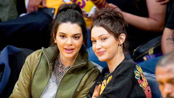 Kendall Jenner and Bella Hadid attend a 2016 basketball game between the Dallas Mavericks and the Los Angeles Lakers at Staples Center in Los Angeles, California.