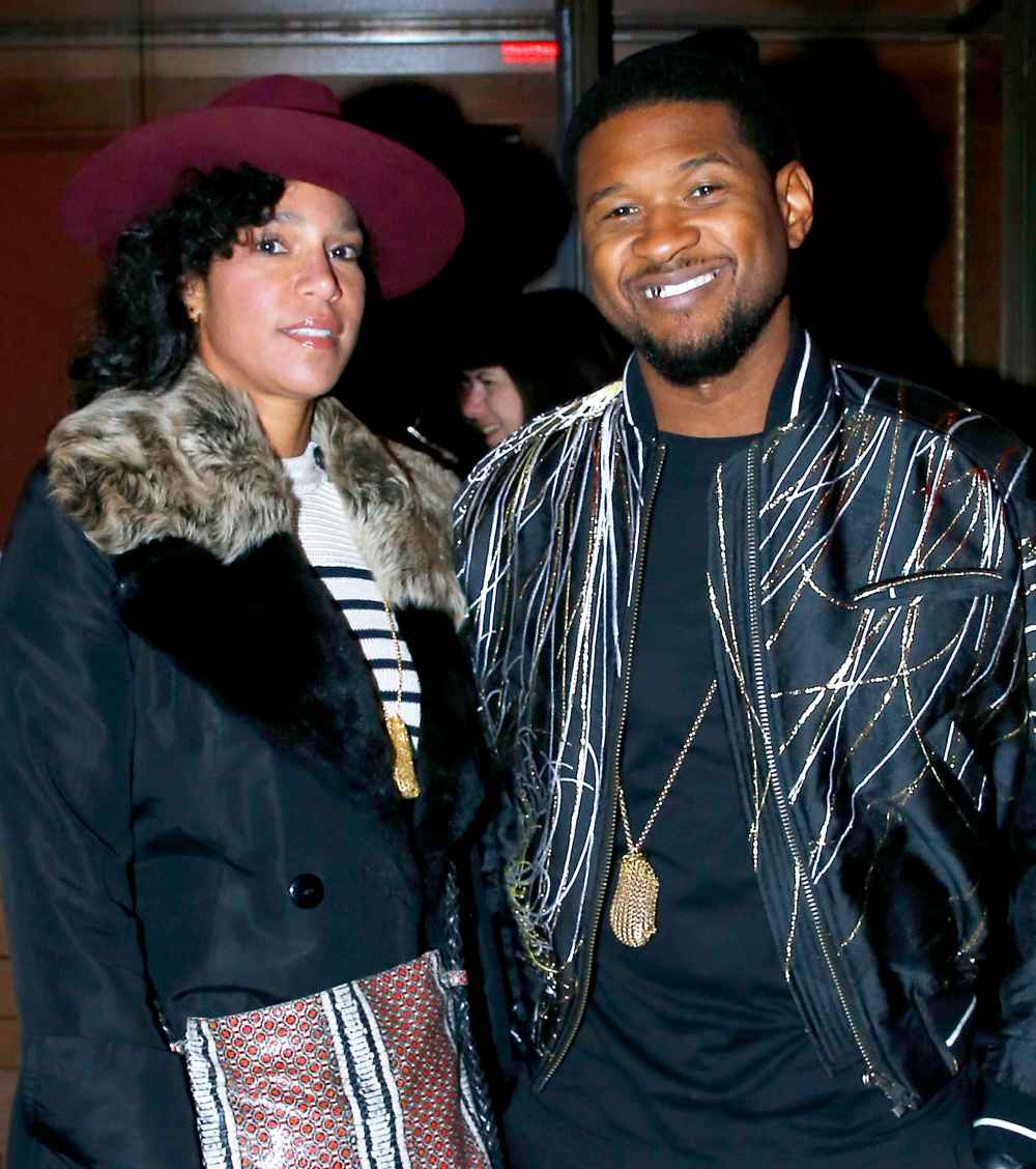 Usher and Grace Miguel attend the Haider Ackermann Menswear Fall/Winter 2017-2018 show as part of Paris Fashion Week in Paris, France.