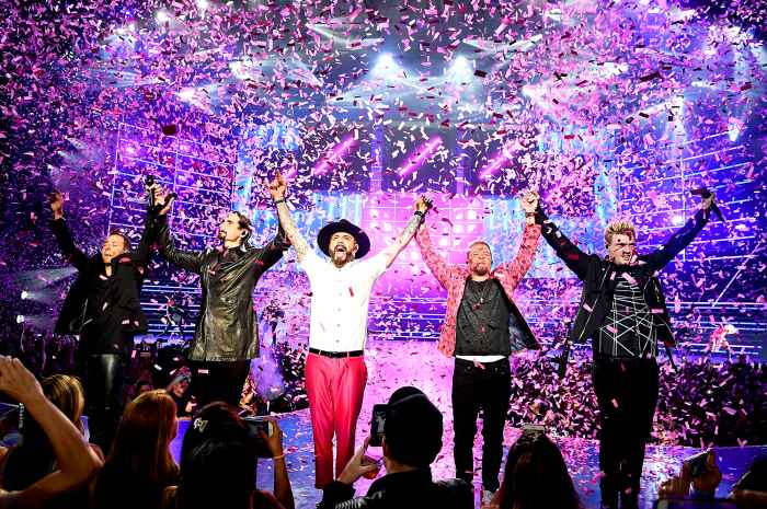 Backstreet Boys perform during the 2017 launch of the group's residency "Larger Than Life" at The Axis at Planet Hollywood Resort & Casino in Las Vegas, Nevada.