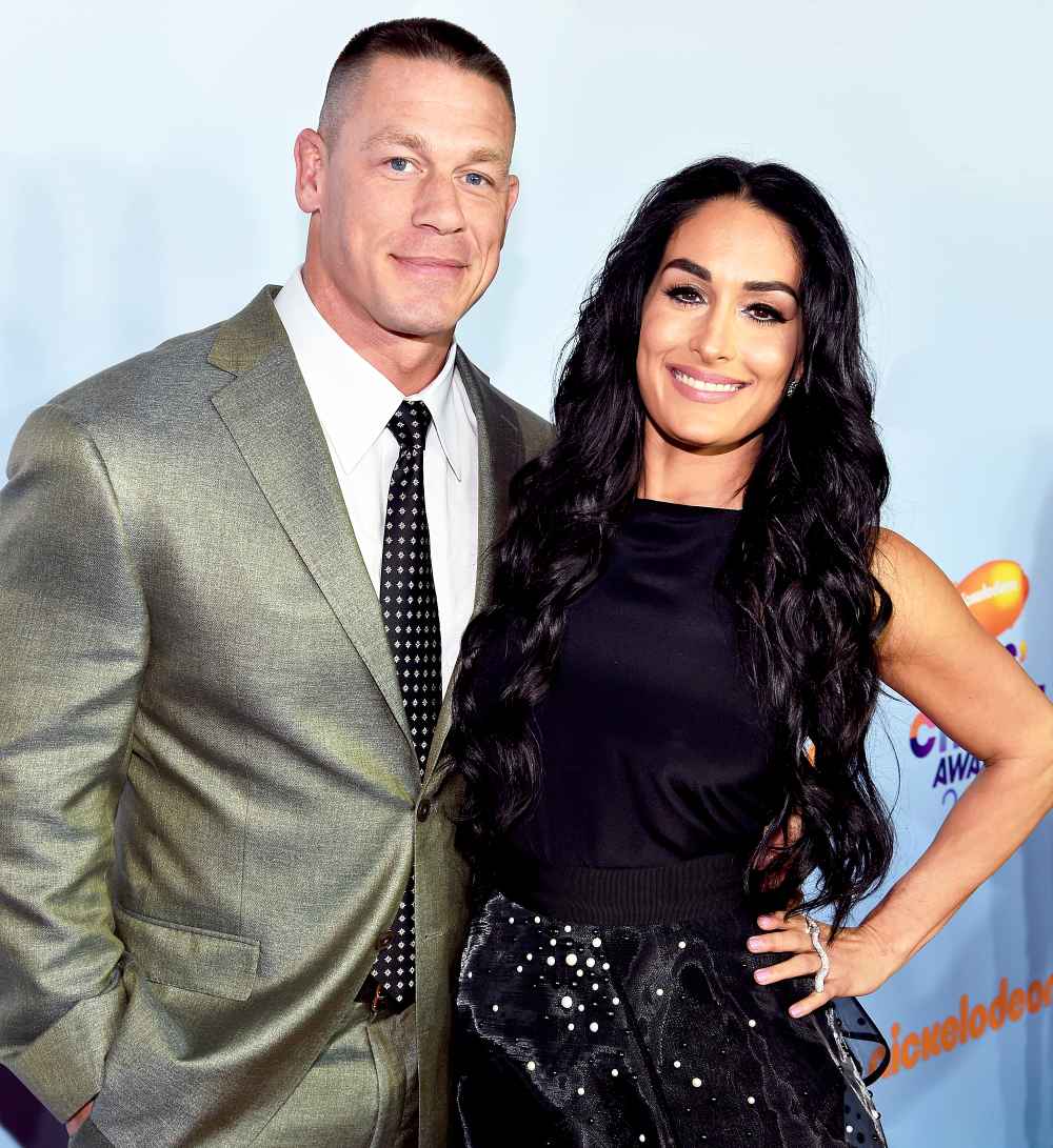 John Cena and Nikki Bella at Nickelodeon's 2017 Kids' Choice Awards at USC Galen Center in Los Angeles, California.