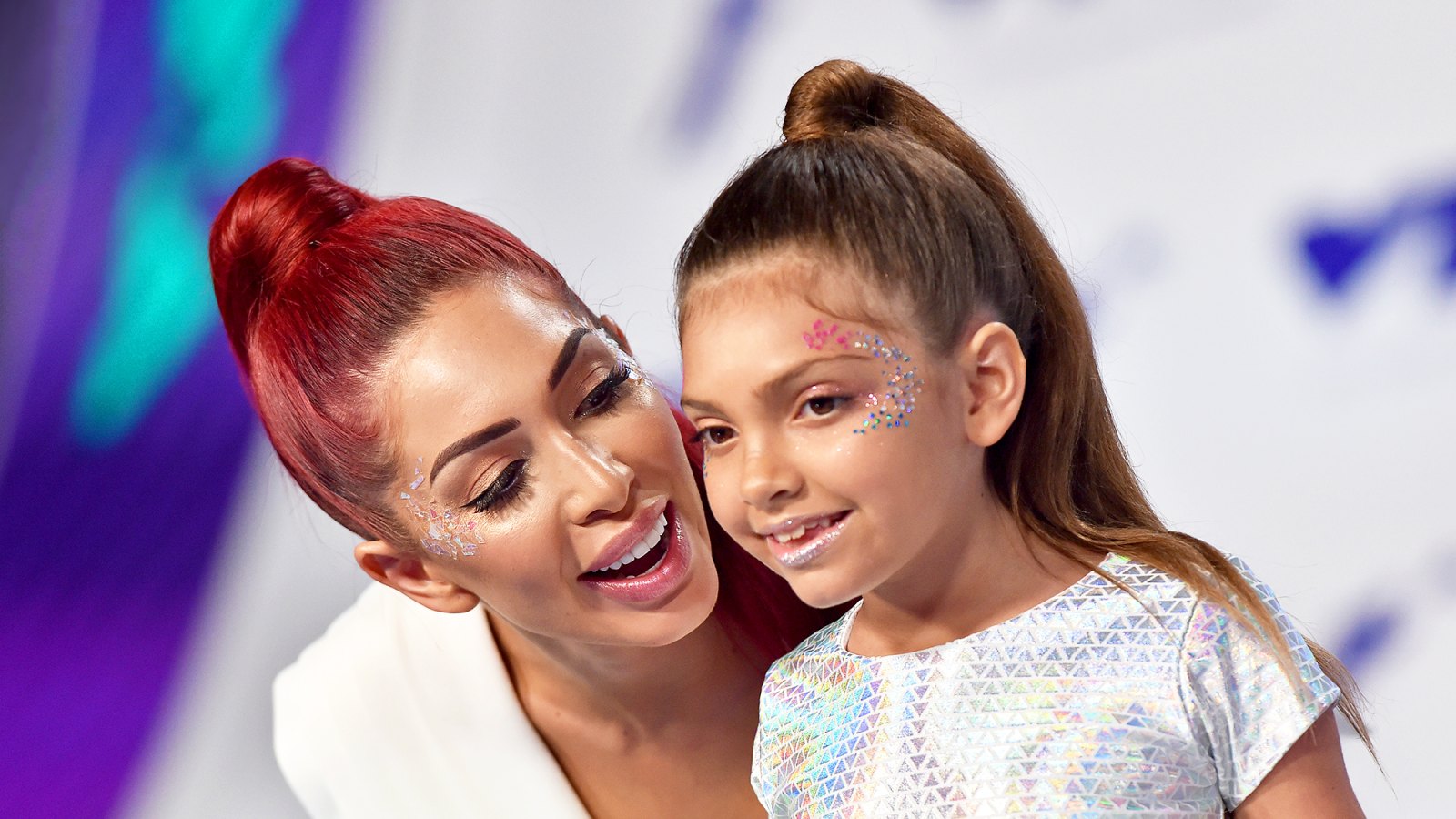 Farrah Abraham and daughter Sophia arrive at the 2017 MTV Video Music Awards at The Forum in Inglewood, California.