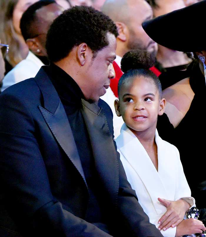 Jay Z and Blue Ivy attend the 60th Annual Grammy Awards at Madison Square Garden in New York City.