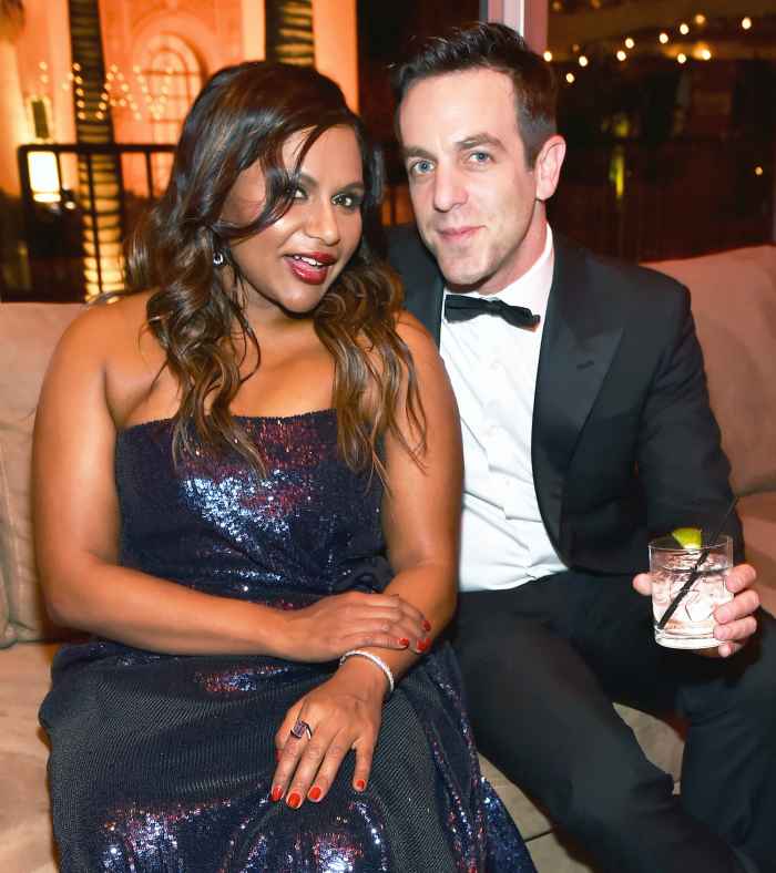 Mindy Kaling and B.J. Novak attends the 2018 Vanity Fair Oscar Party hosted by Radhika Jones at Wallis Annenberg Center for the Performing Arts in Beverly Hills, California.