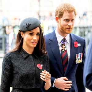 Prince Harry and Meghan Markle attend the Anzac Day service at Westminster Abbey on April 25, 2018 in London, England.