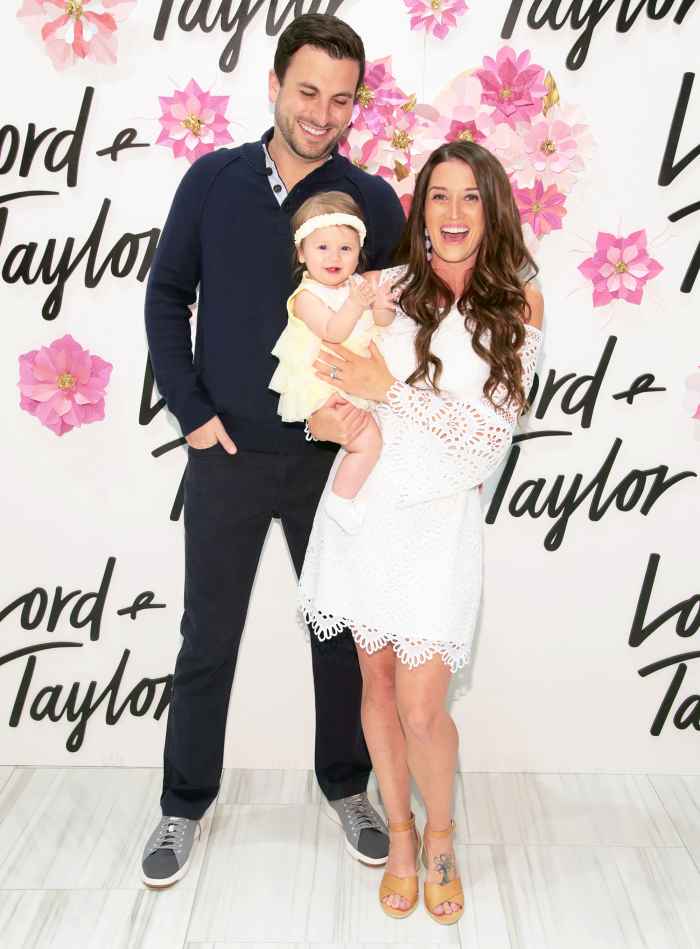 Tanner Tolbert and Jade Roper and daughter Emerson celebrate Mother's Day At Lord & Taylor Fifth Avenue on April 26, 2018 in New York City.