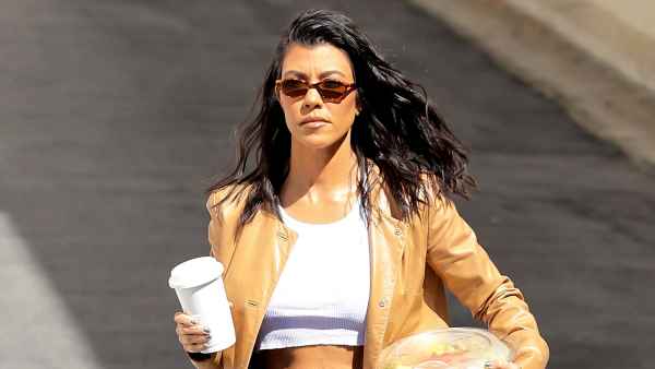 Kourtney Kardashian steps out on April 10, 2018 in Los Angeles, California.