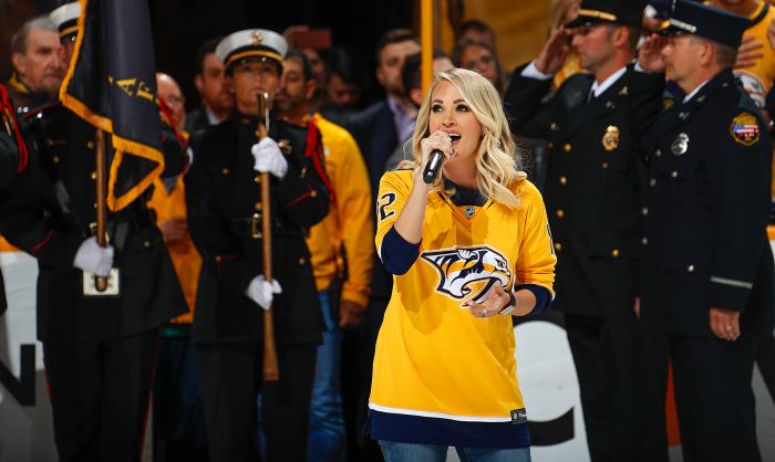 Carrie Underwood sings the National Anthem