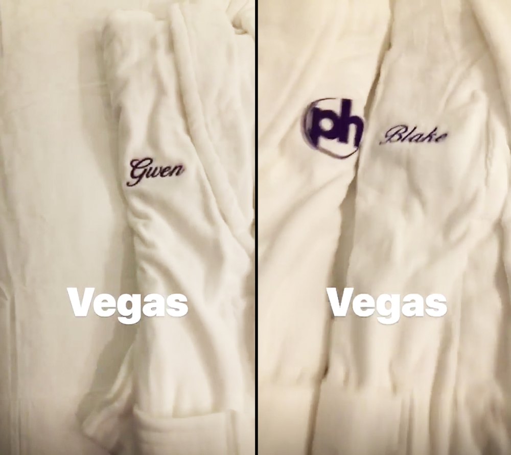Gwen Stefani Blake Shelton Las Vegas bathrobes