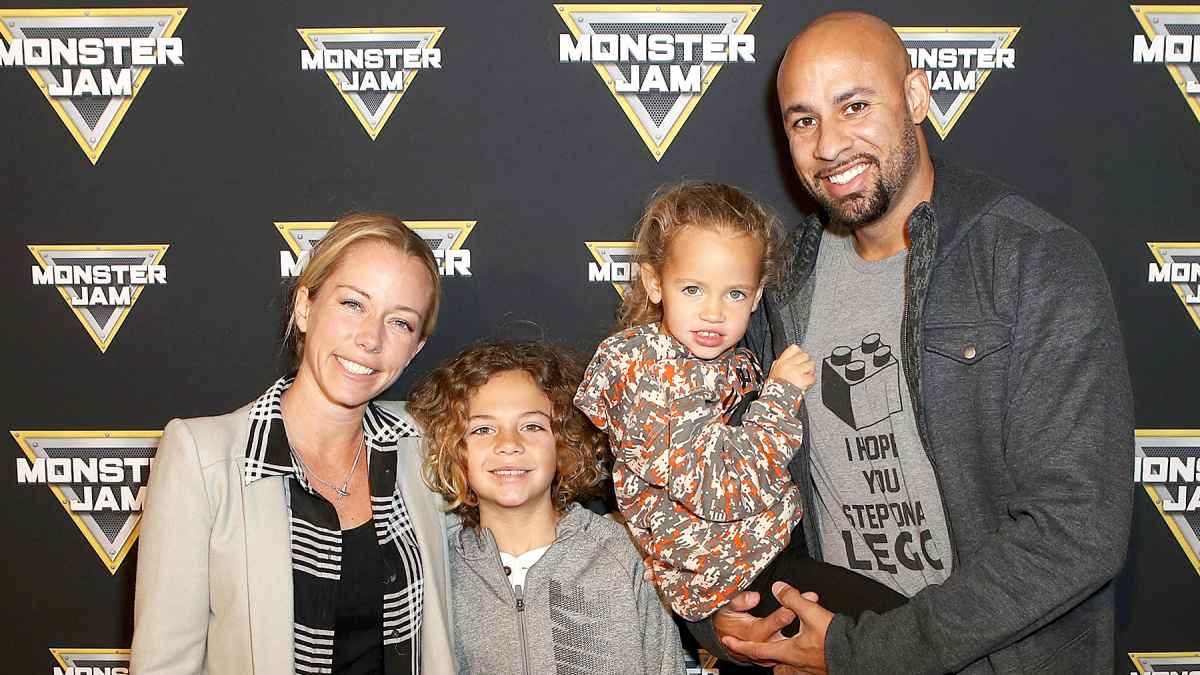 Kendra-Wilkinson-Baskett,-son-Hank,-daughter-Alijah,-and-Hank-Baskett