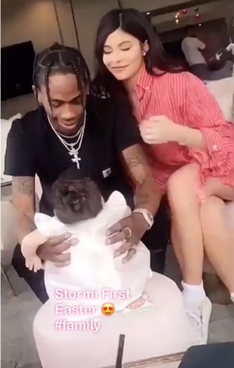 Kylie Jenner and Travis Scott with daughter Stormi