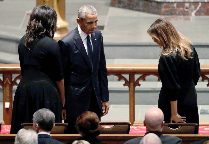 Barack Obama, Michelle Obama, Barbara Bush, Funeral, St. Martin's Episcopal Church