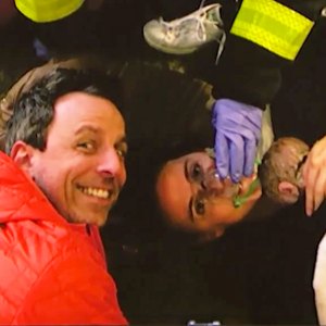 Seth Meyers and Alexi Ashe