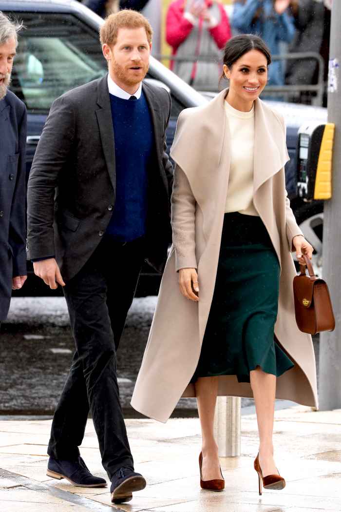 Prince Harry and Meghan Markle depart from Catalyst Inc, Northern Irelands next generation science park on March 23, 2018 in Belfast, Nothern Ireland.