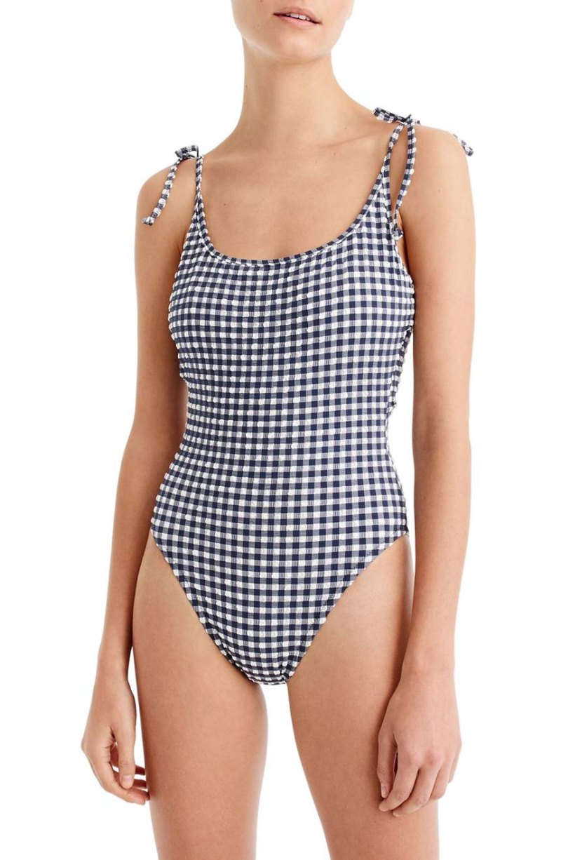 Gingham one piece bathing suit