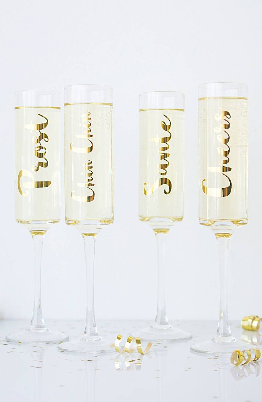 Cute champagne flutes for toasting