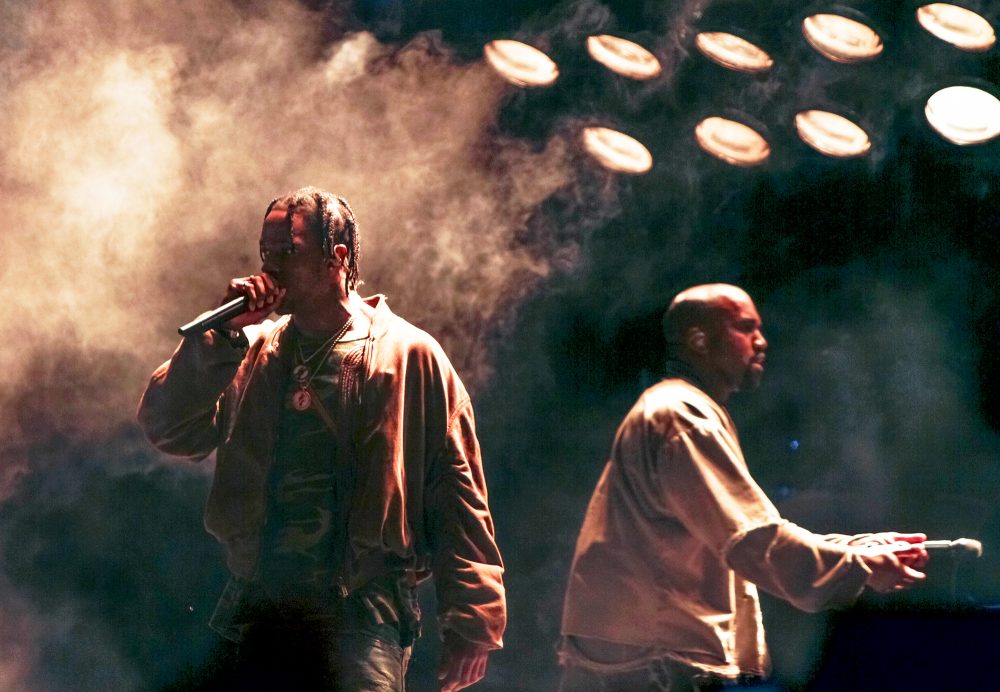 Travis Scott performs with Kanye West at FYF Fest 2015 at LA Sports Arena & Exposition Park in Los Angeles, California.
