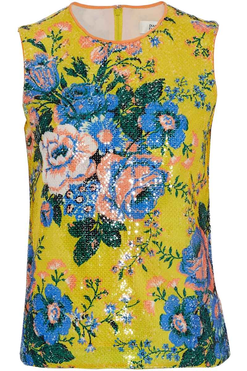 Diane Von Furstenberg floral print sequin top